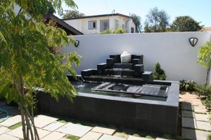 formal slate tile pond