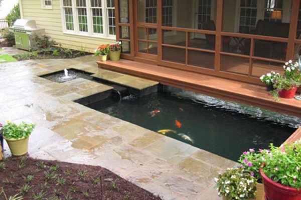 koi pond and waterfall