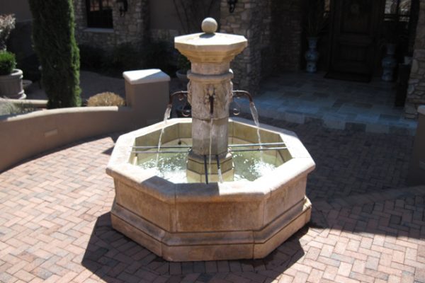 pond shield epoxy with Travertine fountain